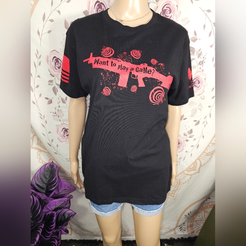 Grunt Style Club Black and Red Graphic T-Shirt 'Do You Wanna Play A Game?'